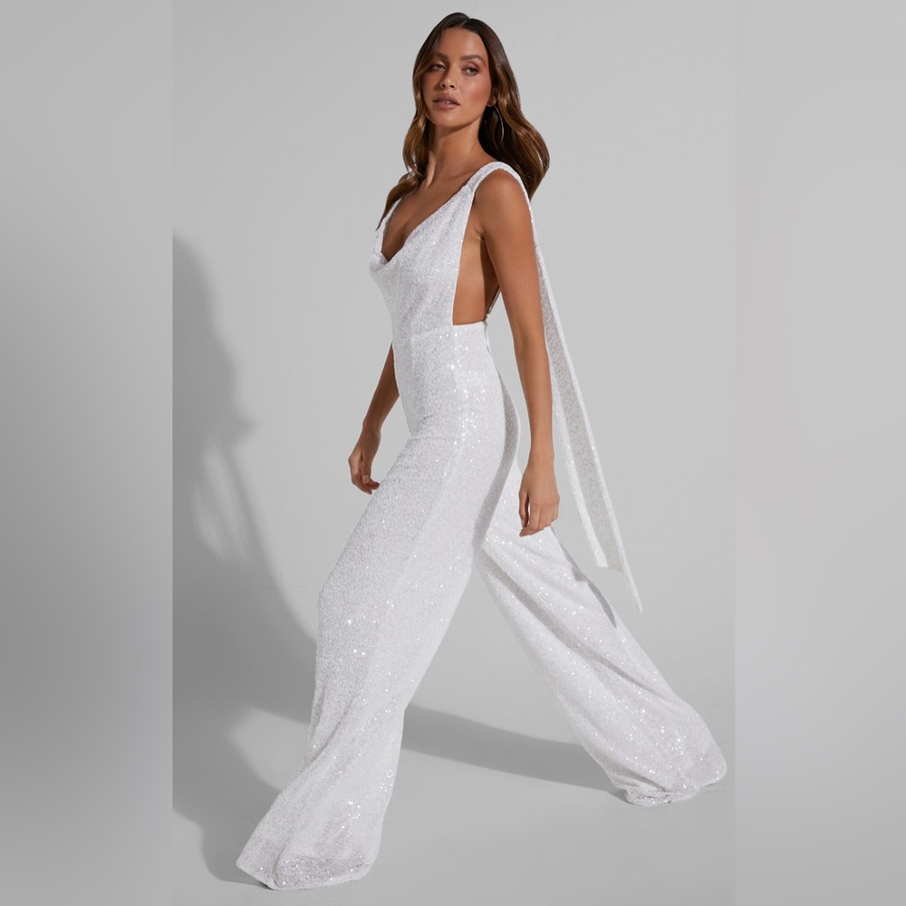 White sequin jumpsuit